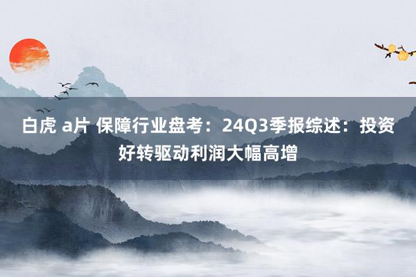 白虎 a片 保障行业盘考:24Q3季报综述:投资好转驱动利润大幅高增