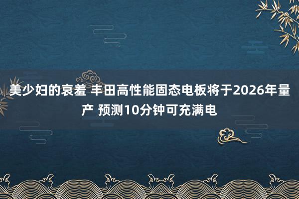 美少妇的哀羞 丰田高性能固态电板将于2026年量产 预测10分钟可充满电