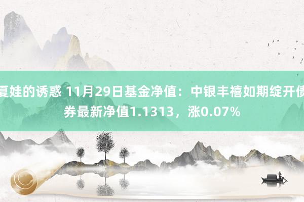 夏娃的诱惑 11月29日基金净值：中银丰禧如期绽开债券最新净值1.1313，涨0.07%
