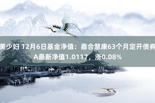 美少妇 12月6日基金净值：嘉合慧康63个月定开债券A最新净值1.0117，涨0.08%
