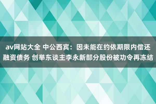 av网站大全 中公西宾：因未能在约依期限内偿还融资债务 创举东谈主李永新部分股份被功令再冻结