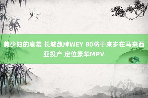 美少妇的哀羞 长城魏牌WEY 80将于来岁在马来西亚投产 定位豪华MPV