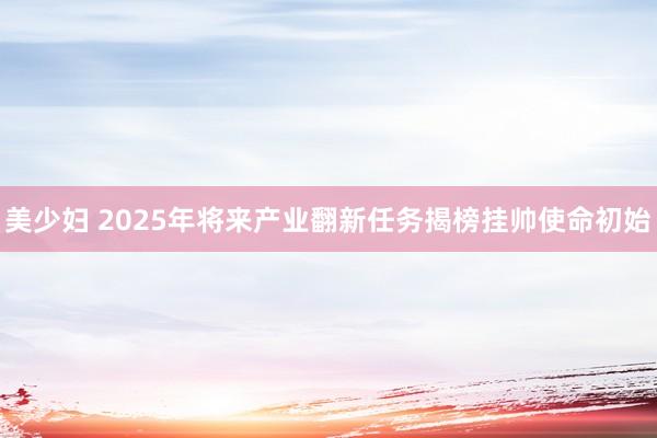 美少妇 2025年将来产业翻新任务揭榜挂帅使命初始