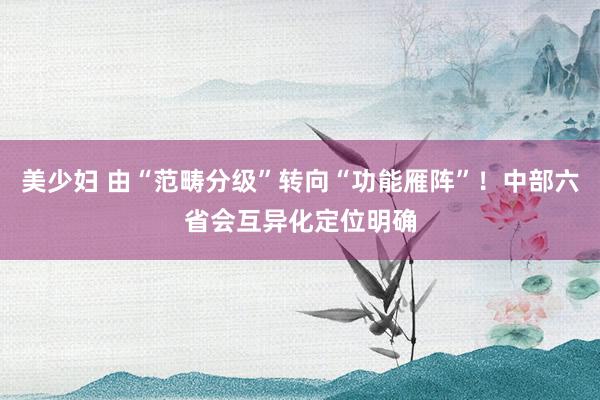 美少妇 由“范畴分级”转向“功能雁阵”！中部六省会互异化定位明确
