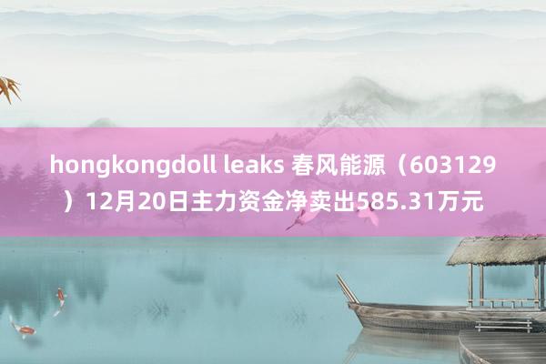 hongkongdoll leaks 春风能源（603129）12月20日主力资金净卖出585.31万元