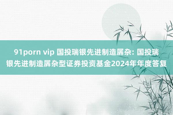 91porn vip 国投瑞银先进制造羼杂: 国投瑞银先进制造羼杂型证券投资基金2024年年度答复