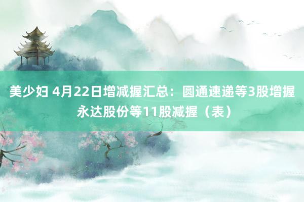 美少妇 4月22日增减握汇总：圆通速递等3股增握 永达股份等11股减握（表）