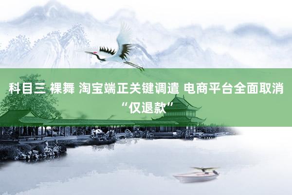 科目三 裸舞 淘宝端正关键调遣 电商平台全面取消“仅退款”