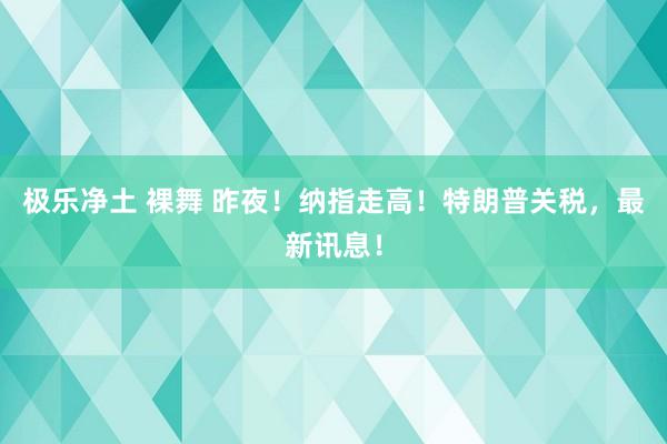 极乐净土 裸舞 昨夜！纳指走高！特朗普关税，最新讯息！