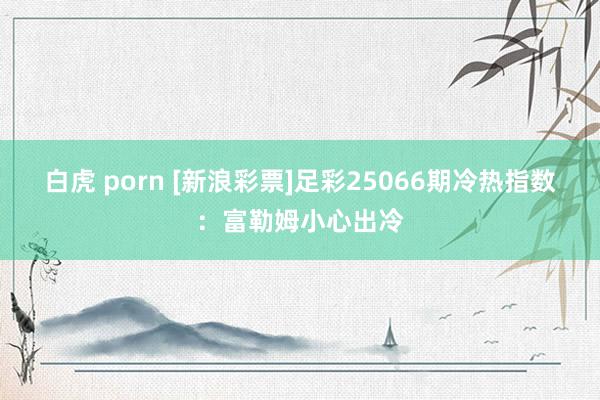 白虎 porn [新浪彩票]足彩25066期冷热指数：富勒姆小心出冷